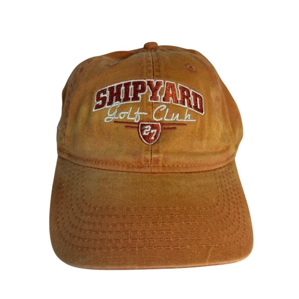Ahead Shipyard Golf Club Baseball Hat Clipper Ship Snap Back Cap Faded Orange